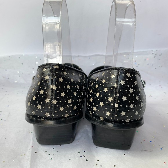 Very Volatile Black  Vegan Leather Chunky Style Star Print Mary Janes  Size 6.5 - Picture 11 of 14